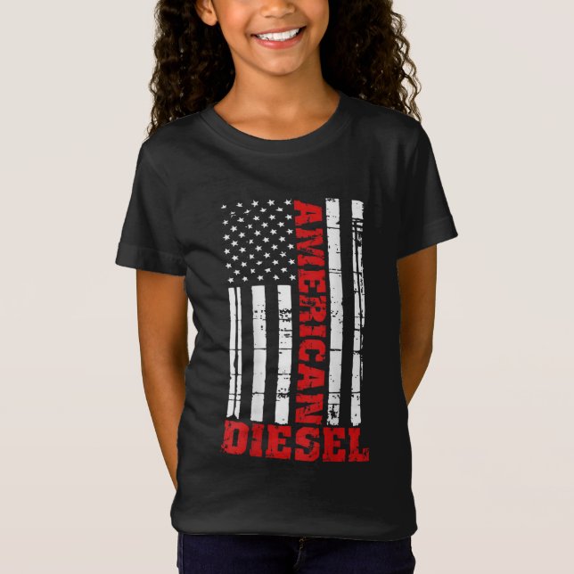 American Diesel Flagga Lastbil Turbo Brothers T Shirt (Framsida)
