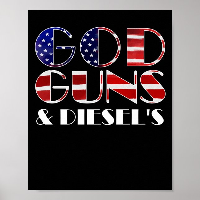 American Diesel Truck Owners God Guns & Diesels Poster (Framsidan)