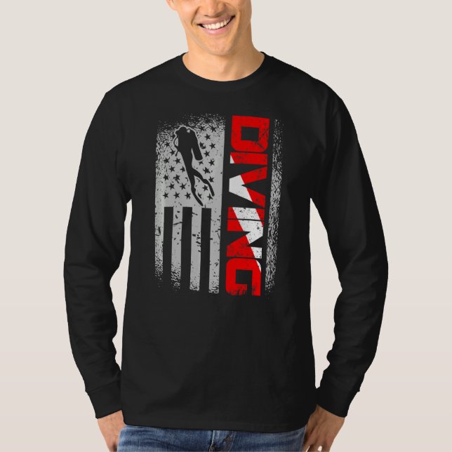 American Diver Down Flagga US Flagga Dive 1 T Shirt (Framsida)