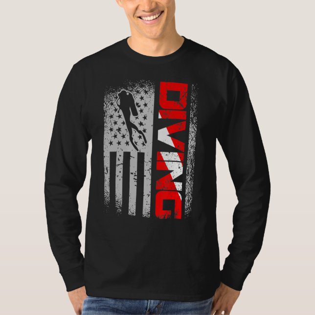 American Diver Down Flagga US Flagga Dive T Shirt (Framsida)