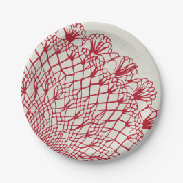 American Doily & Snöre, 10, Red on Cream