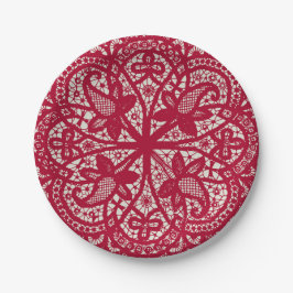 American Doily & Snöre, 6, Red on Cream