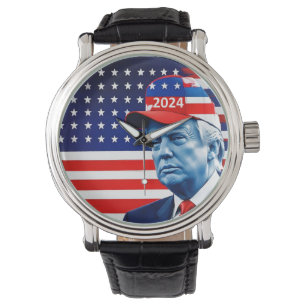American Donald Trump 2024 Flagga Armbandsur