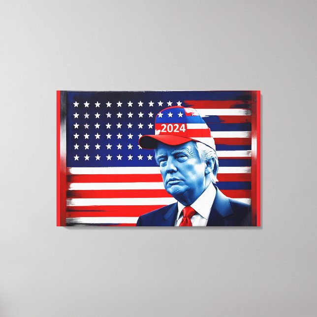 American Donald Trump 2024 Flagga Canvastryck (Framsida)