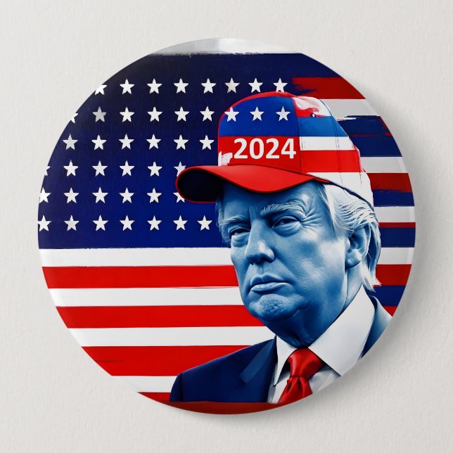 American Donald Trump 2024 Flagga Knapp (Framsida)