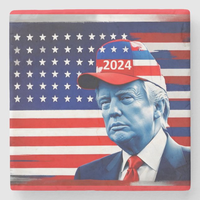 American Donald Trump 2024 Flagga Stenunderlägg (Framsidan)