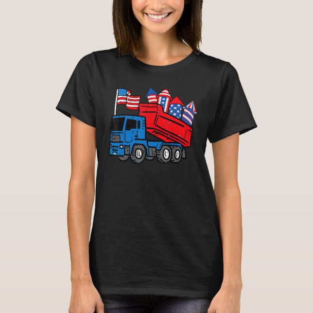 American Dump Truck 4th Of July Fourth Toddler Boy T Shirt (Framsida)