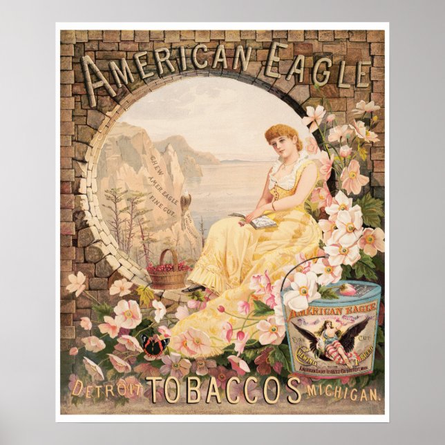 American Eagle Chewing Tobacco 1885 Annons Poster (Framsidan)