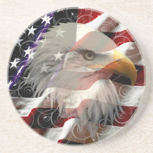 American Eagle Flag Coaster Underlägg Sandsten