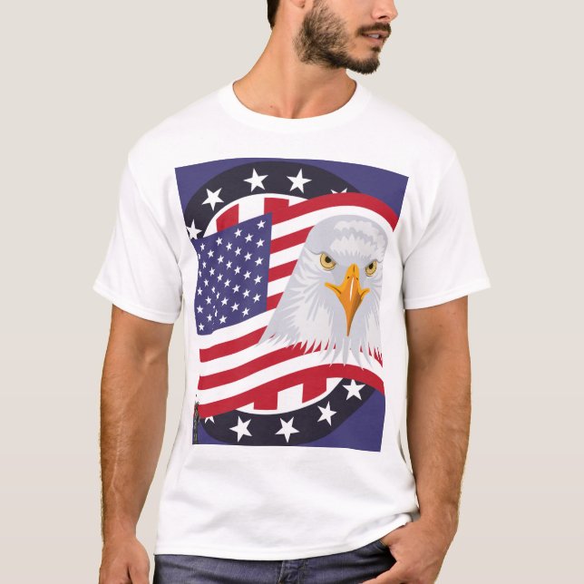 American Eagle & Flag Patriotic T-Shirt (Framsida)