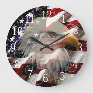 American Eagle Flagga Clock Stor Klocka