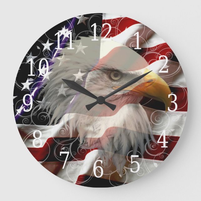 American Eagle Flagga Clock Stor Klocka (Framsida)