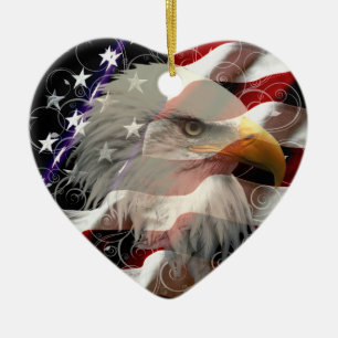 American Eagle Flagga Heart Ornament