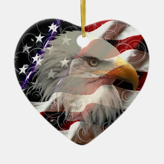 American Eagle Flagga Heart Ornament (Framsidan)