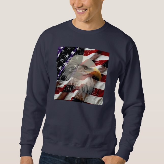 American Eagle Flagga Shirt Lång Ärmad Tröja (Framsida)