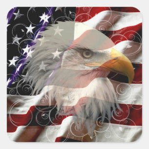 American Eagle Flagga Stickers Fyrkantigt Klistermärke