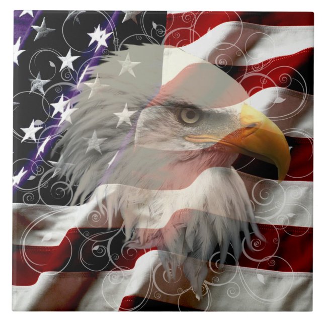 American Eagle Flagga Tile Kakelplatta (Framsidan)