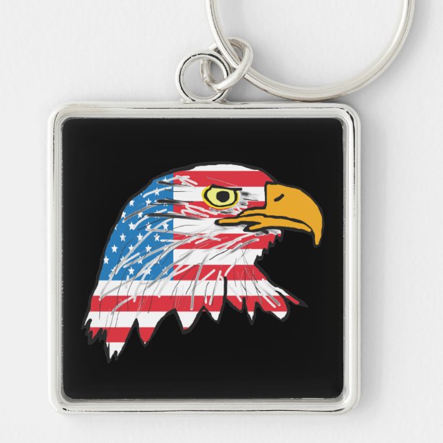American Eagle Fyrkantig Silverfärgad Nyckelring (Framsidan)