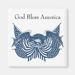 American Eagle Guarding USA Patriotic Flagga Banne Magnet