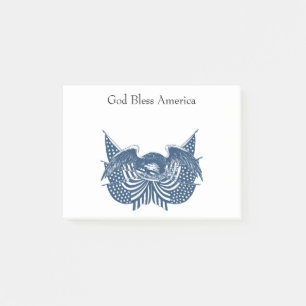 American Eagle Guarding USA Patriotic Flagga Banne Post-it Block