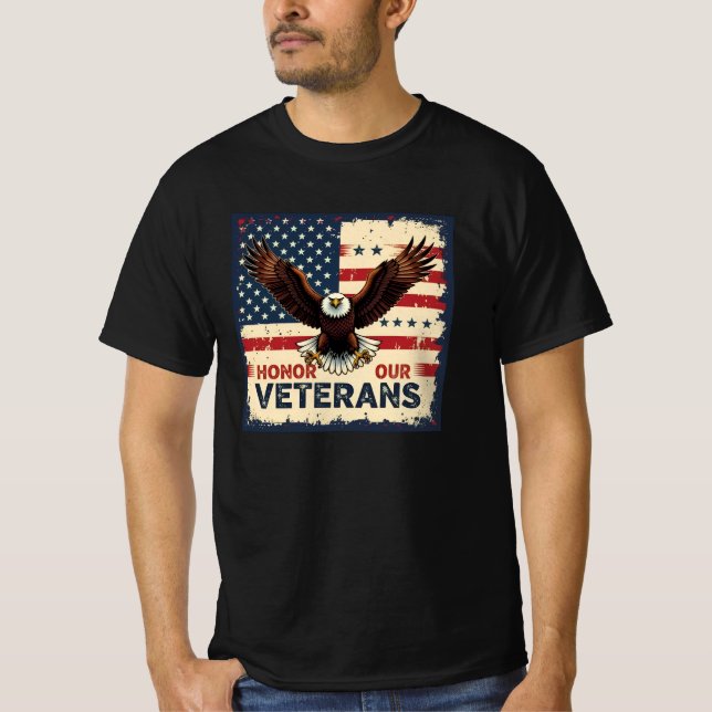 American Eagle Honor Our Veterans Black T-Shirt (Framsida)
