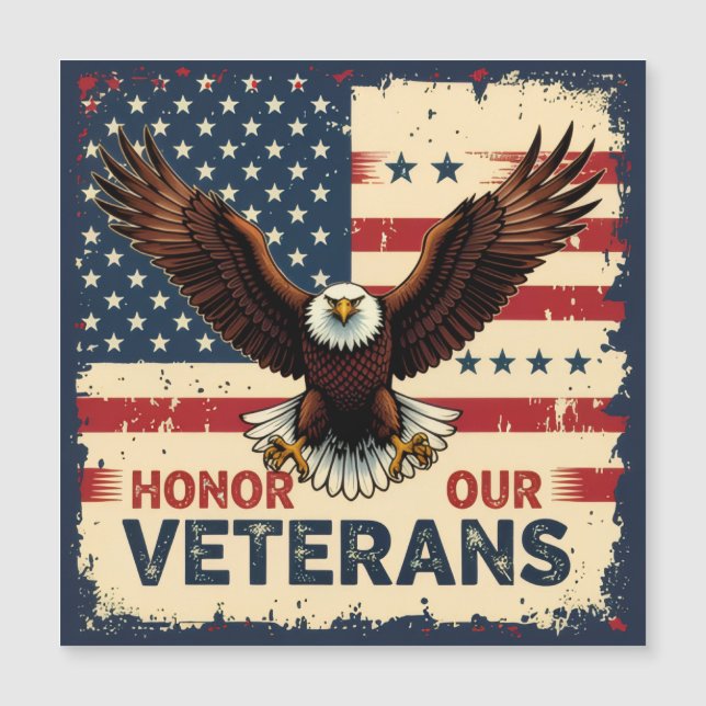 American Eagle Honor Our Veterans Square Magnet (Framsida)