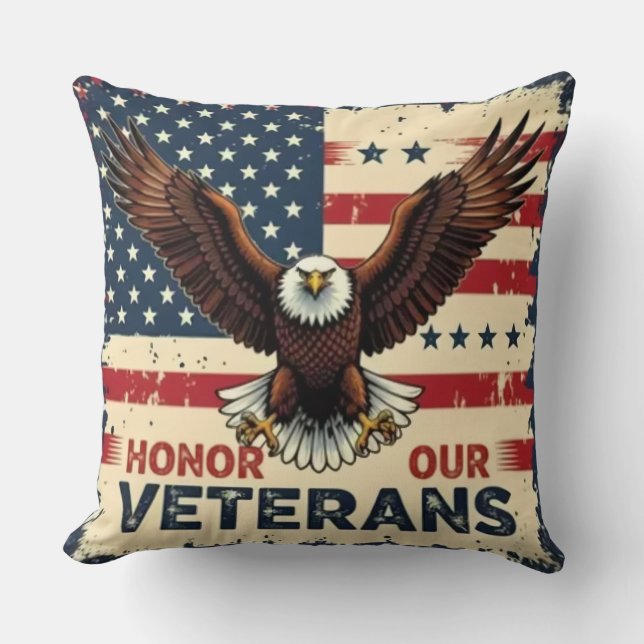 American Eagle Honor Our Veterans Throw Pillow Kudde (Framsida)