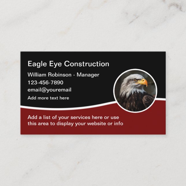 American Eagle Konstruktionstema Affärskort Visitkort (Framsida)