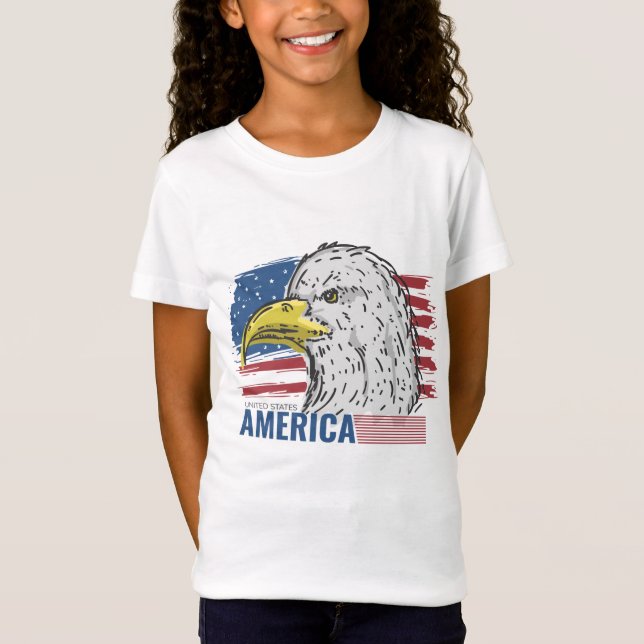 American Eagle med Flagga T-Shirt (Framsida)