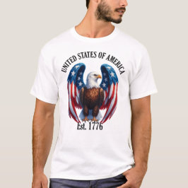 American Eagle med Flagga Vingar Est. 1776 T Shirt