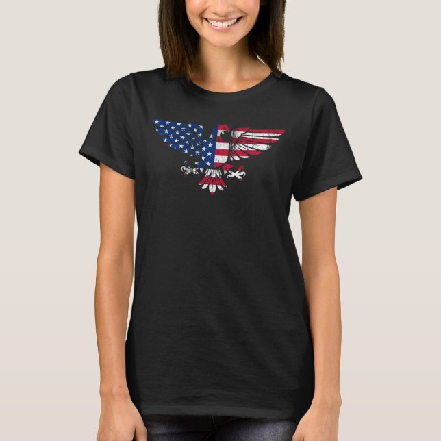 American Eagle och Flagga design.Långärmad. Tee Shirt (Framsida)