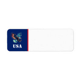 American Eagle Patriotic Flagga Blue Returadress Etikett
