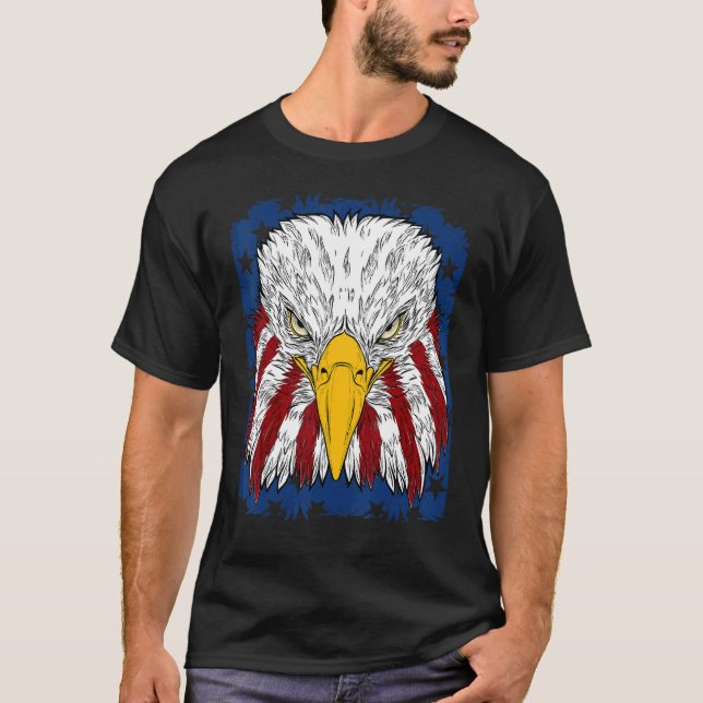 American Eagle Petriotic med Flagga 'merica Usa T Shirt (Framsida)