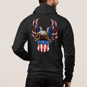 American Eagle, Röd Vit & Blå, Patriot, Hoodie T Shirt