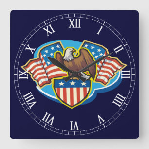 American Eagle Square Roman Numerals Clock Fyrkantig Klocka