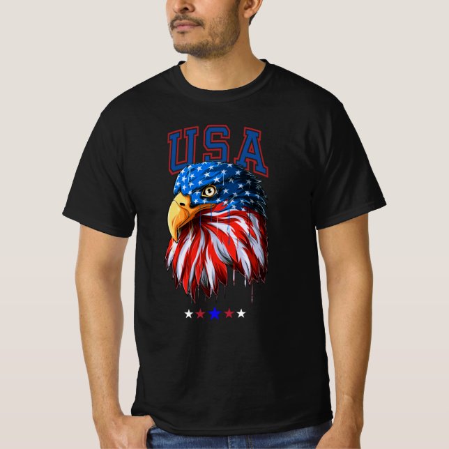 American Eagle  USA American 4th Of July patriotic T Shirt (Framsida)