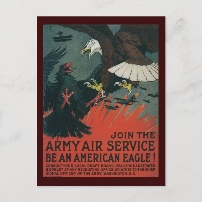 American Eagle Världskrig 2 Vykort (Framsida)