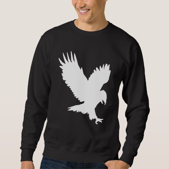 American Eagle White Flies Usa Eagle Lång Ärmad Tröja (Framsida)