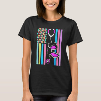 American Eggs Flagga Stethoscope Bunny Nurse Dokto T Shirt