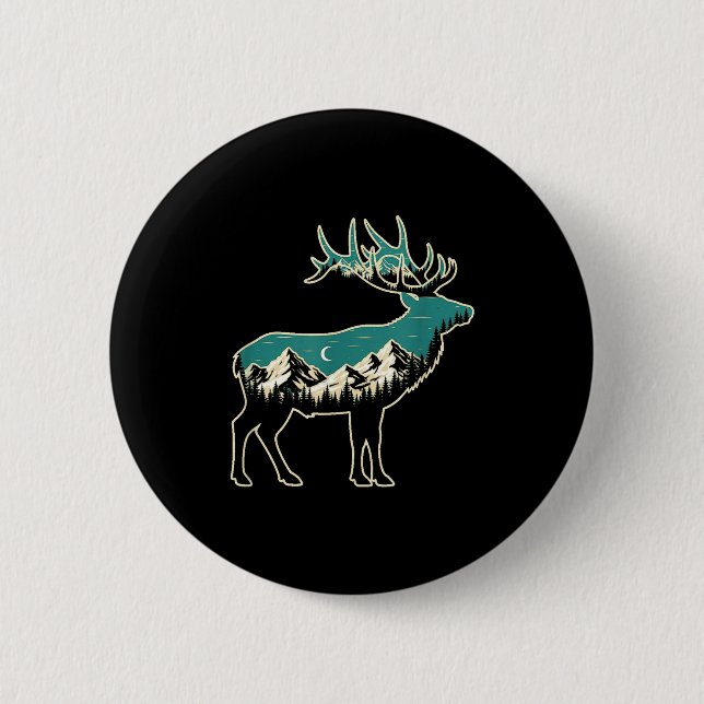American Elk Lover Dad Retro Hunting  Knapp (Framsida)