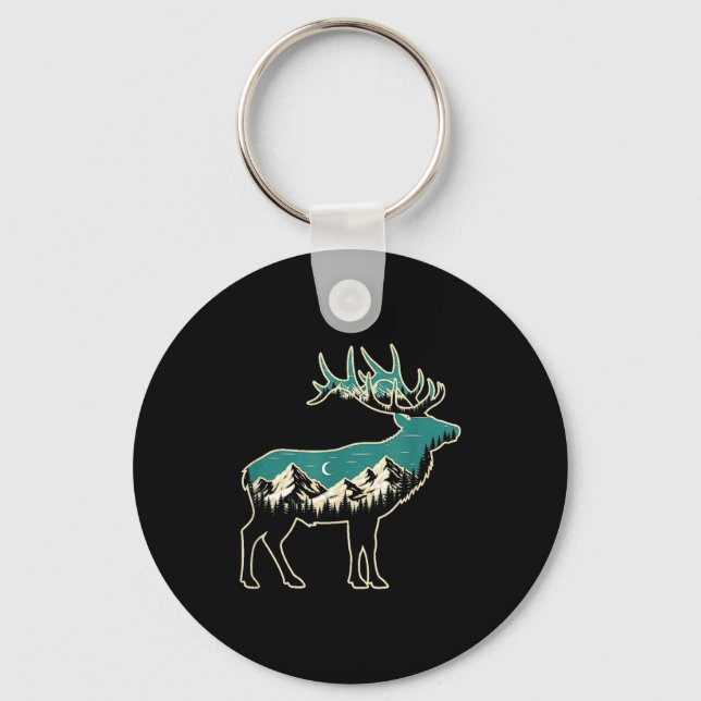 American Elk Lover Dad Retro Hunting  Nyckelring (Framsida)