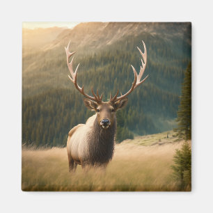 American Elk's Wildlife: Moose, Hjort, Bull Cervus Magnet