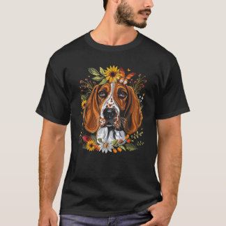 American English Coonhound Dog Floral Sunflower Co T Shirt