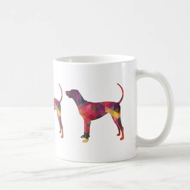 American English Coonhound Geometric Silhouette Kaffemugg (Höger)
