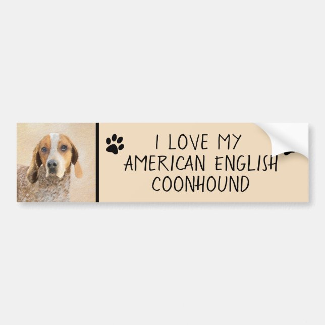 American English Coonhound Painting - Hund Art Bildekal (Framsidan)