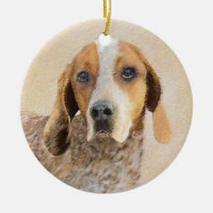 American English Coonhound Painting - Hund Art Julgransprydnad Keramik