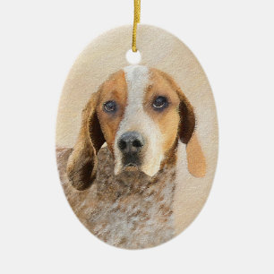 American English Coonhound Painting - Hund Art Julgransprydnad Keramik