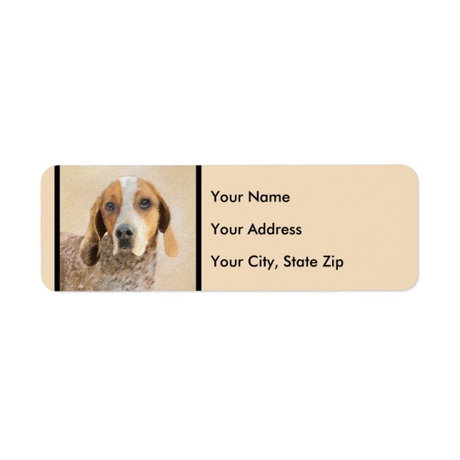 American English Coonhound Painting - Hund Art Returadress Etikett (Framsidan)