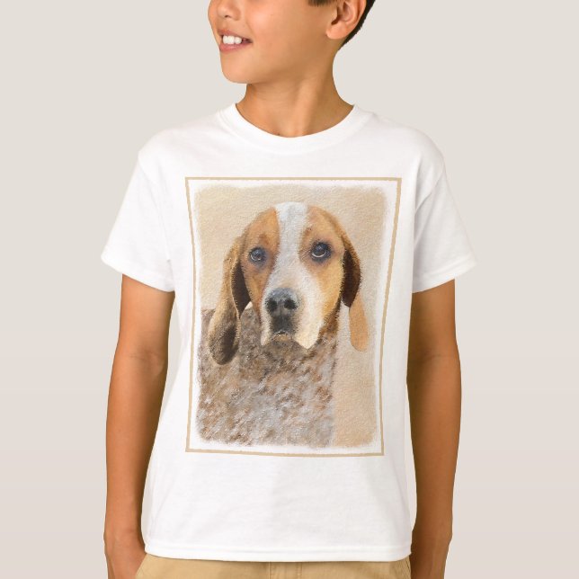 American English Coonhound Painting - Hund Art T Shirt (Framsida)