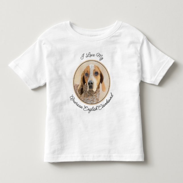 American English Coonhound Painting - Hund Art T Shirt (Framsida)
